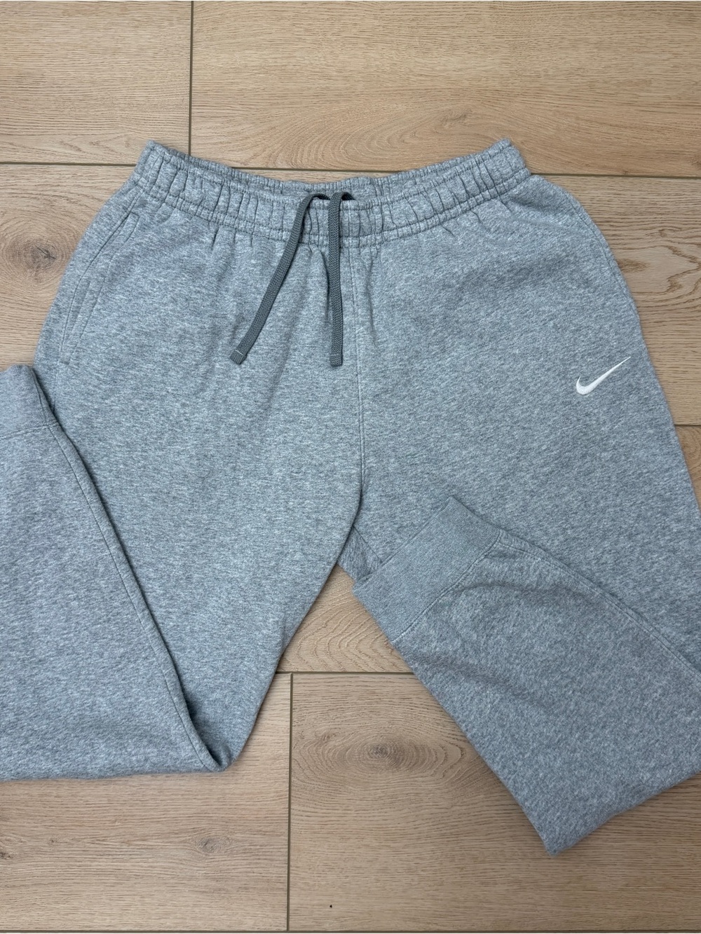 Nike Grey Fleece Joggers with White Swoosh